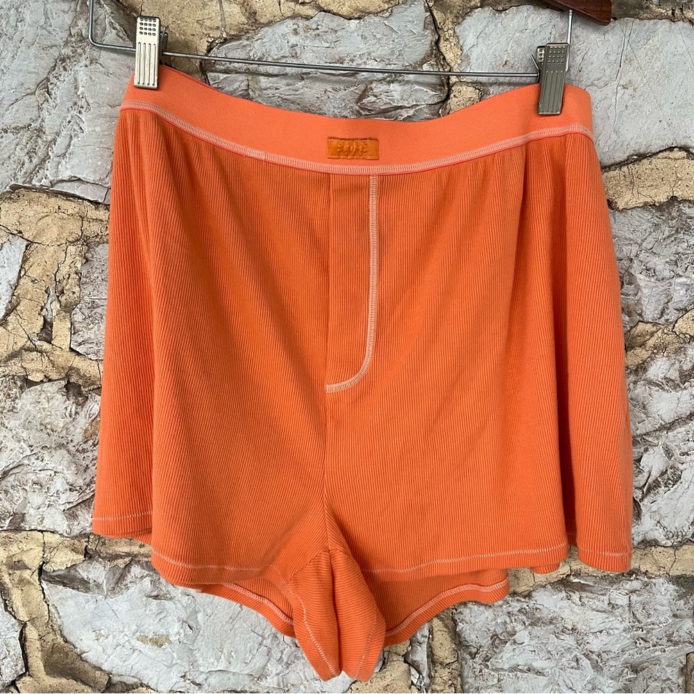 SKIMS Orange Women's Intimates Shorts Pajamas Sleepwear Underwear Cozy Lounge